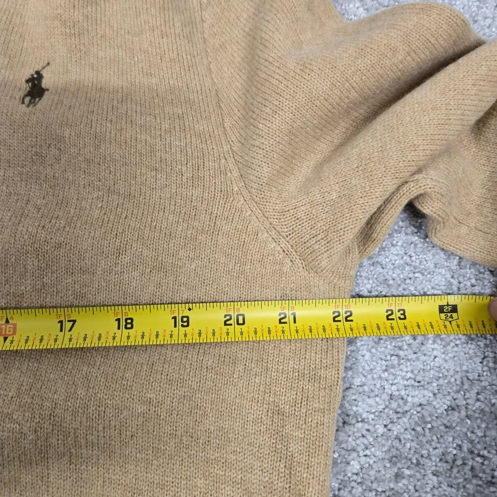 Polo Ralph‎ Lauren V-Neck Knit Sweater Tan 100% Lambswool Classic Men's Size L
